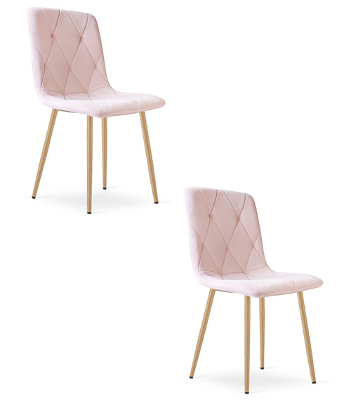 Krzesło LIBRA - jasny róż aksamit / nogi kolor drewna x 2