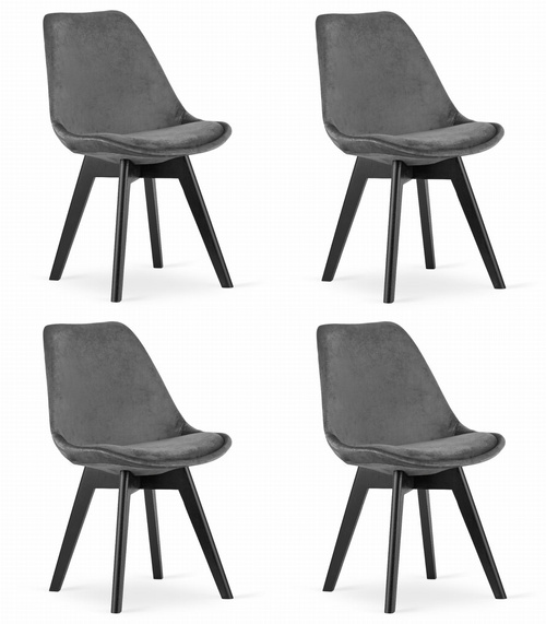Krzesło NORI - szary ciemny aksamit - nogi czarne x 4
