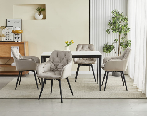 Krzesło JORK360 - ciemny beż aksamit / nogi czarne x 2