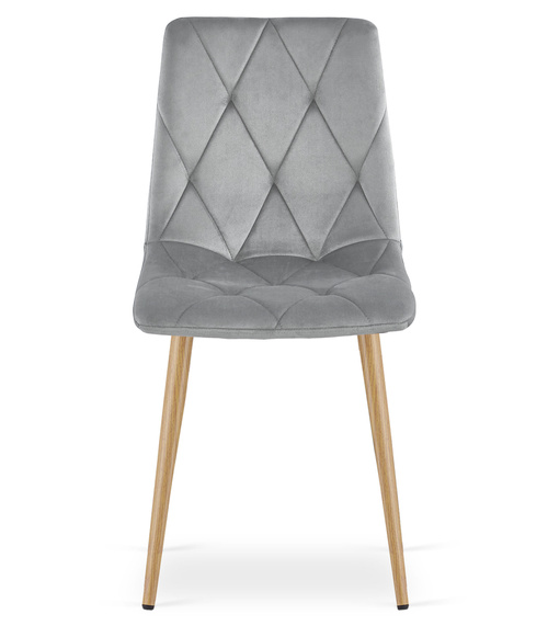 Krzesło LIBRA - jasny szary aksamit / nogi kolor drewna x 1