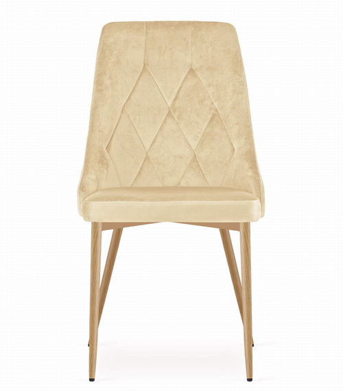 Krzesło IMOLA - beż aksamit / nogi kolor drewna x 4