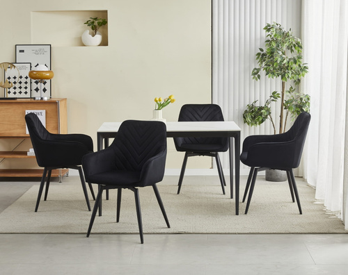 Krzesło NANA360 - czarny aksamit / nogi czarne x 2