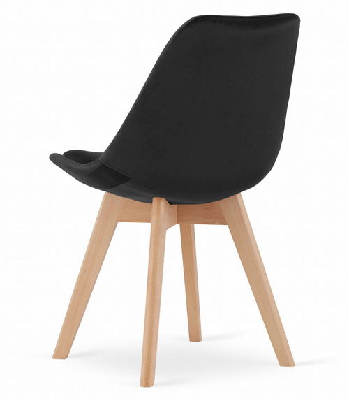 Krzesło NORI - czarny aksamit - nogi naturalne x 2