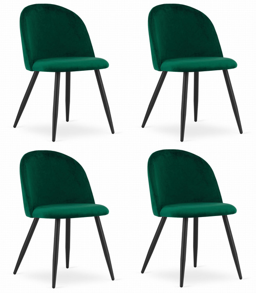 Krzesło BELLO - aksamit zieleń / nogi czarne x 4