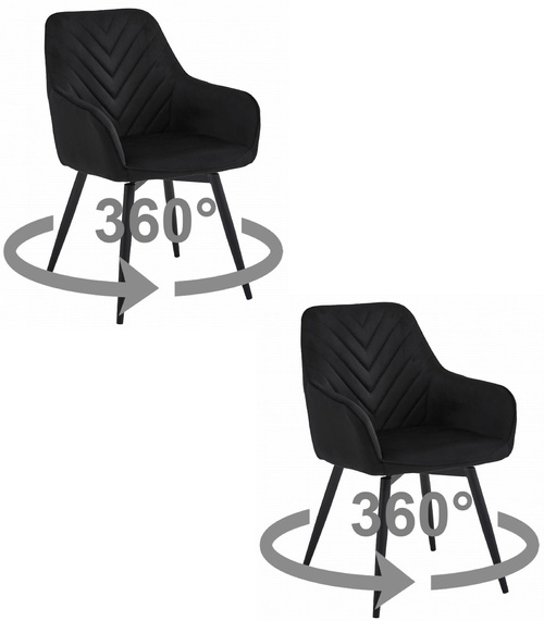 Krzesło NANA360 - czarny aksamit / nogi czarne x 2