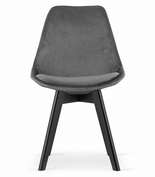 Krzesło NORI - szary ciemny aksamit - nogi czarne x 3