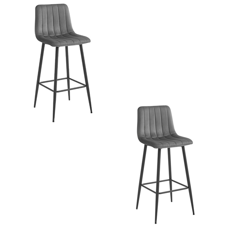 Hoker POZZA - ciemny szary aksamit / nogi czarne x 2