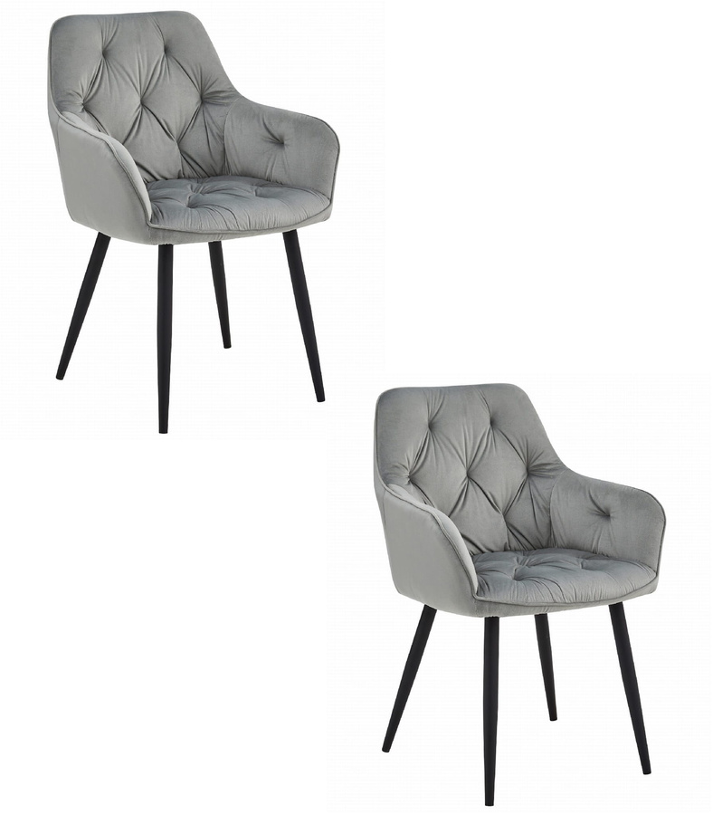 Krzesło JORK - aksamit srebrno-szary / nogi czarne x 2