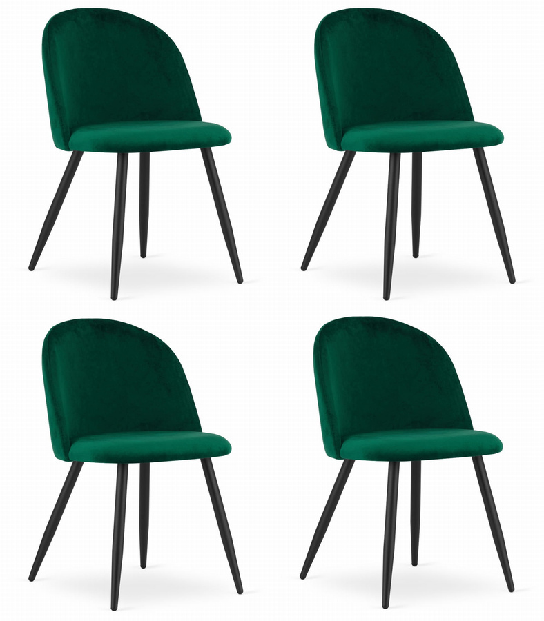 Krzesło BELLO - aksamit zieleń / nogi czarne x 4