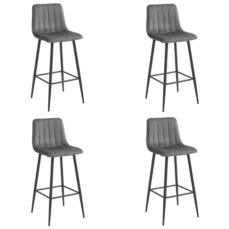 Hoker POZZA - ciemny szary aksamit / nogi czarne x 4