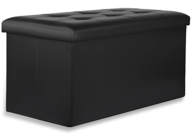 Pufa składana XXL z guzikami - 80x40x40cm ekoskóra czarna