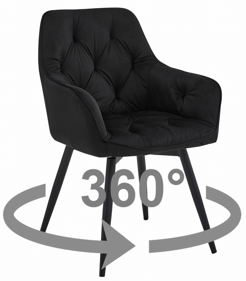 Krzesło JORK360 - czarny aksamit / nogi czarne x 1