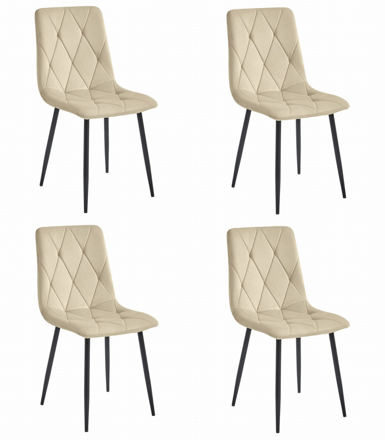 Krzesło LIBRA - jasny beż aksamit / nogi czarne x 4