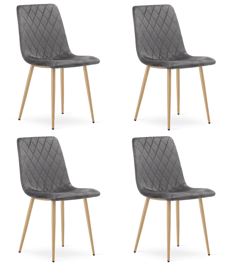 Krzesło TURIN - ciemny szary aksamit / nogi kolor drewna x 4