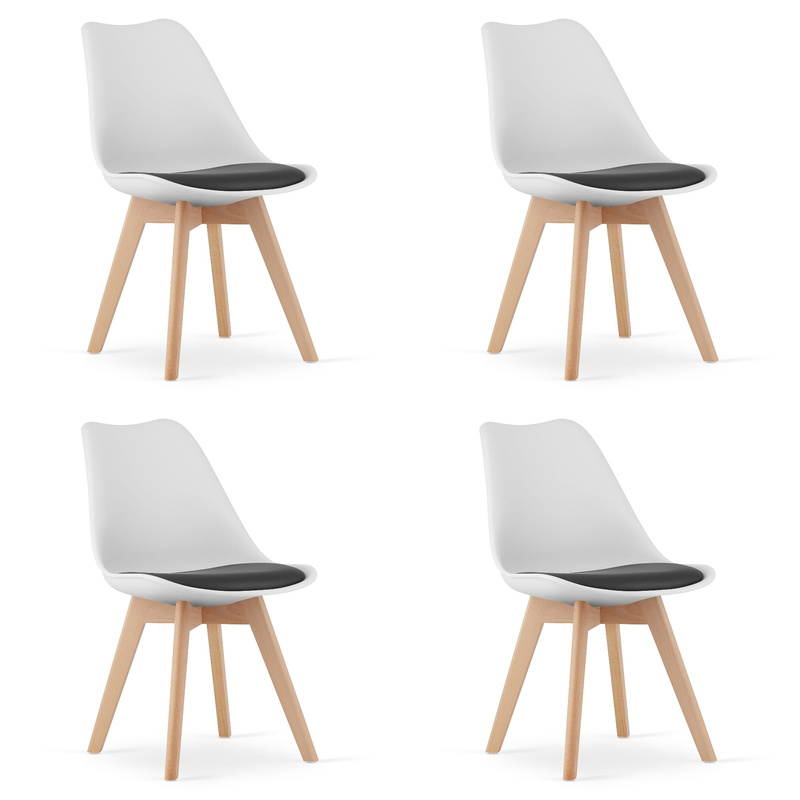 Krzesło MARK biało czarne / nogi naturalne x 4