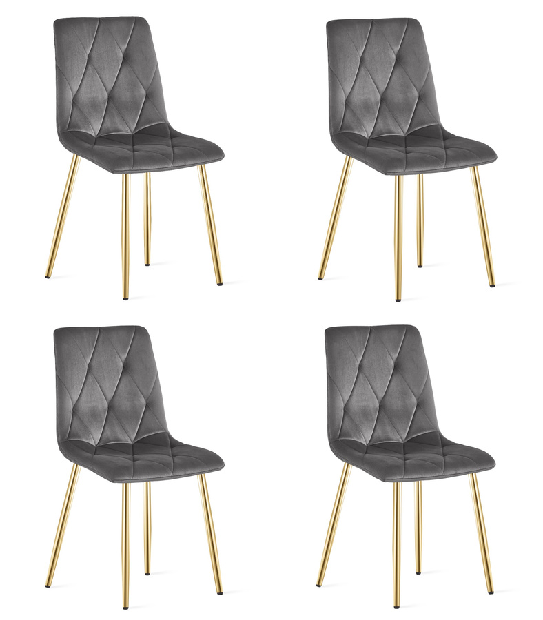 Krzesło LIBRA - ciemny szary aksamit / nogi kolor złoty x 4