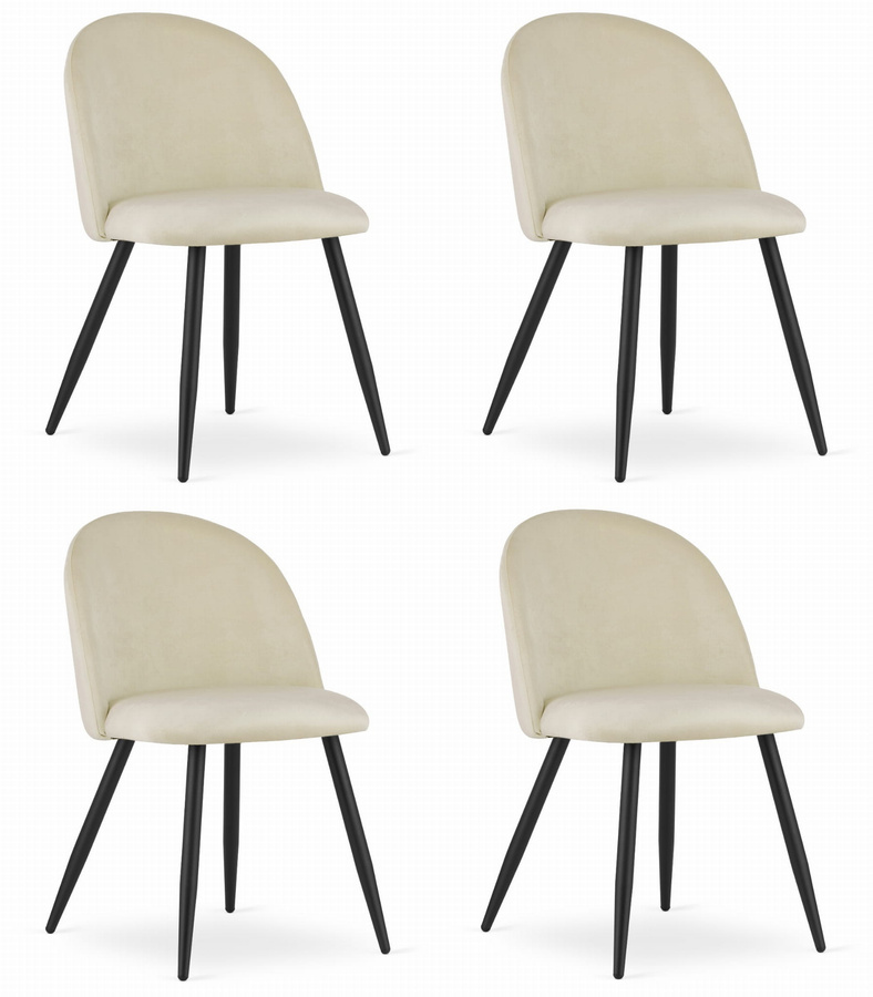 Krzesło BELLO - aksamit beż / nogi czarne x 4