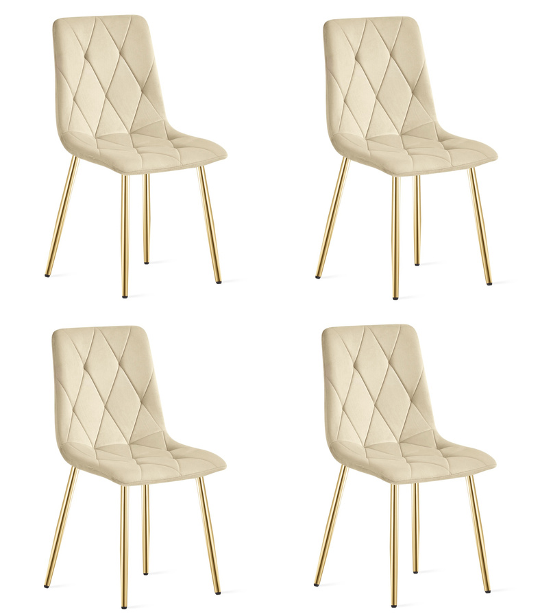 Krzesło LIBRA - jasny beż aksamit / nogi kolor złoty x 4