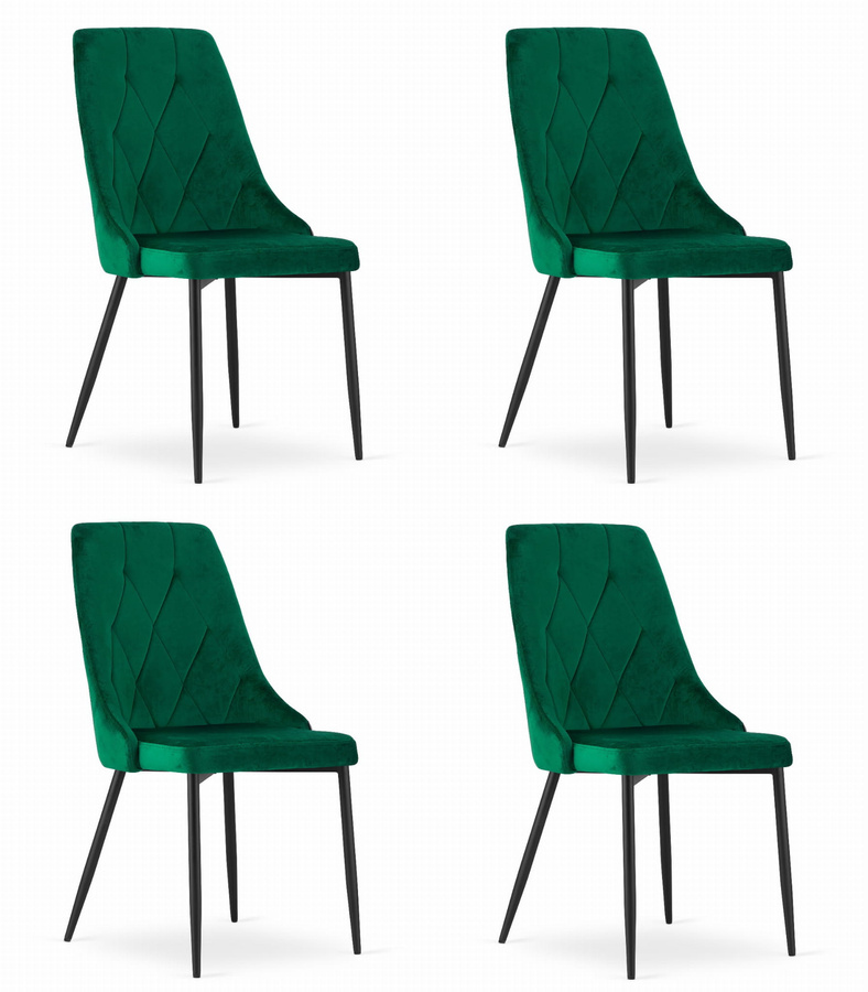 Krzesło IMOLA - ciemna zieleń aksamit x 4
